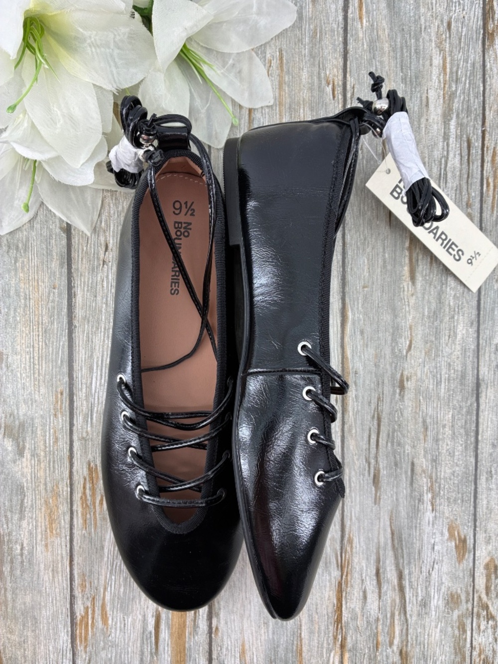 Women’s Corset Ballet Flats Shoes Black Size 9.5